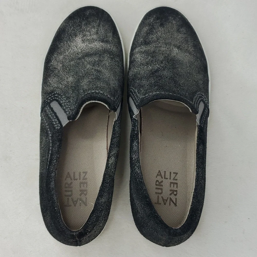 Naturalizer Marianne Loafers Slip On Sparkle Gray Leather Casual Womens 7